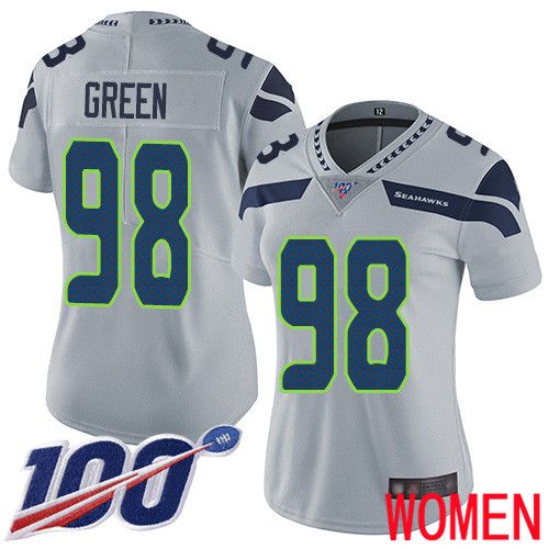 Seattle Seahawks Limited Grey Women Rasheem Green Alternate Jersey NFL Football 98 100th Season Vapor Untouchable